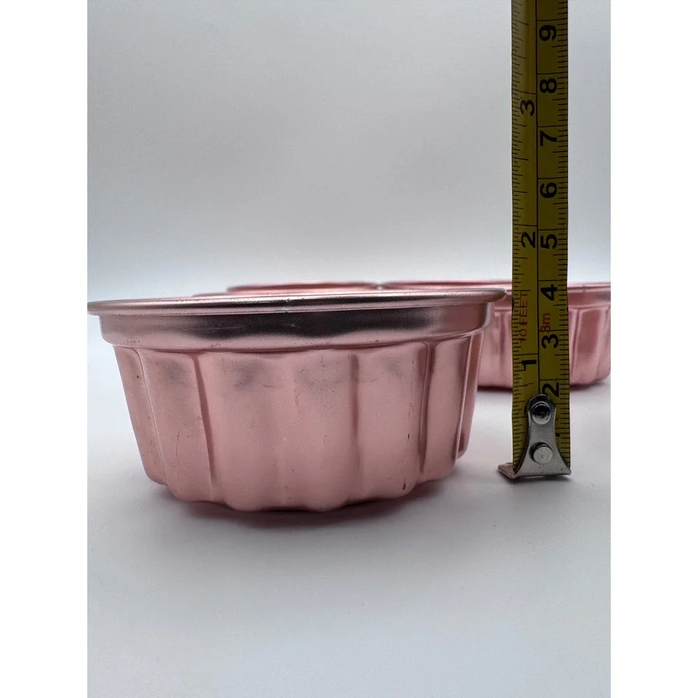Vintage Rose Gold Aluminum Fruit Jelly Molds Set of 6 Mini Fluted Gelatin Tins
